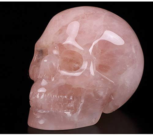 Calavera de Cuarzo Rosa Tallada 2.0" Escultura de Arte