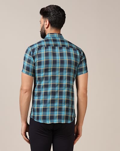 Image of TOPLOT Men's Regular Fit Casual Shirt Checks Design with Spread Collar & Half Sleeves