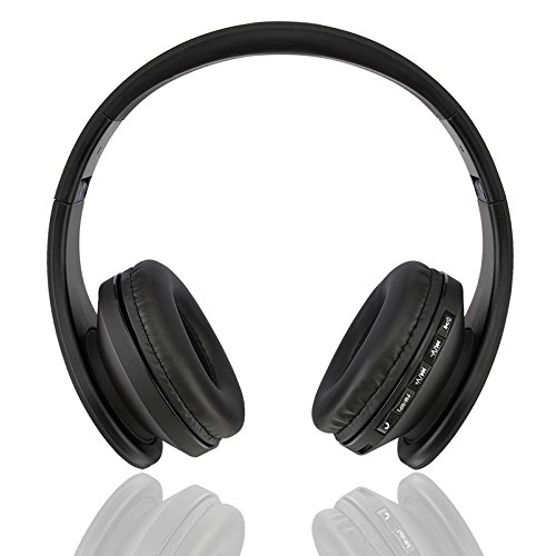 eCandy Stereo Wireless Bluetooth Headphones with Mic for iPhone 6, 6S, 6 Plus, 5S, 5C, 5, 4S , iPod Touch, iPad Air, Samsung Galaxy S5, S4, S3 - Black