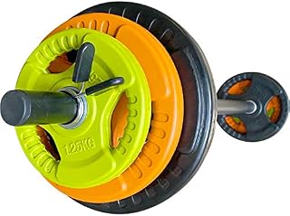 BodyRip Tri-grip Studio 17.5KG Set 30mm | Colour Coded | Curl, Press, Pullover | Fitness Exercise, Weight Lifting | Includes 2x1.25KG, 2x2.5KG, 2x5KG, 2Collars and 30mm Foam Black Bar