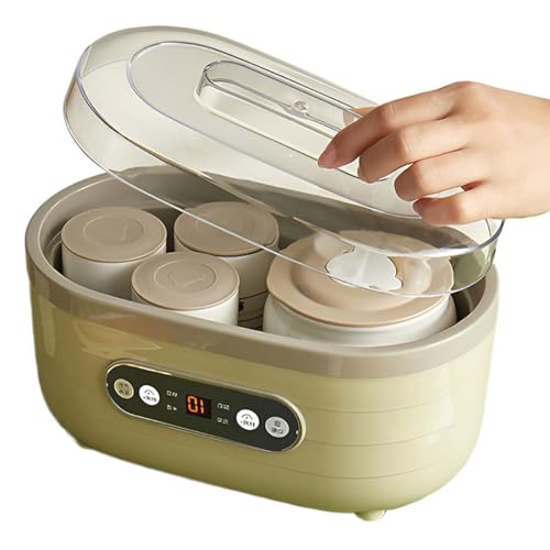 HLGKBY Yogurtera portátil, máquina de fermentación de Vino de arroz multifunción LED eléctrica Inteligente para el hogar de 20 W, con Tazas Grandes de 2x500 ml y Tazas pequeñas de 6x125 ml,