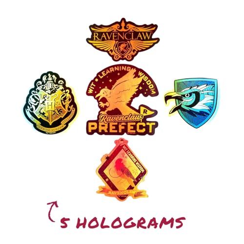 Conquest Journals Harry Potter Ravenclaw Hogwarts House Sticker Set, 5 Hologram Stickers, Waterproof, UV & Scratch-Resistant, Decals for Laptops, Water Bottles & More, Officially Licensed (60-Count)