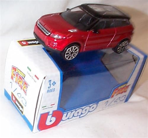 Image of Burago Street Fire LAND R0VER Evoque 2010 red car 1:43 scale Diecast model