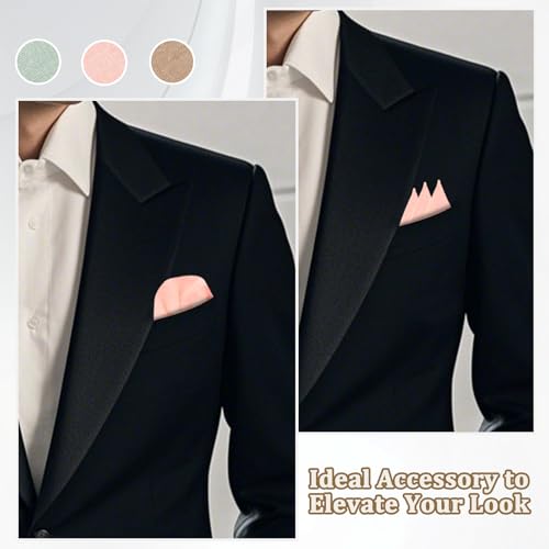 Image of LJBFNN Pocket Squares Handkerchiefs for Men Soft Cotton Mens Womens White Pocket Square with Holder for Suit Wedding Business