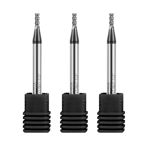 Image of 3PCS 3 /32 inch Carbide Square End Mills Set 4 Flute AlTIN Coated CNC Milling Bits for Alloy Steels, Hardened Steels, Cast Iron