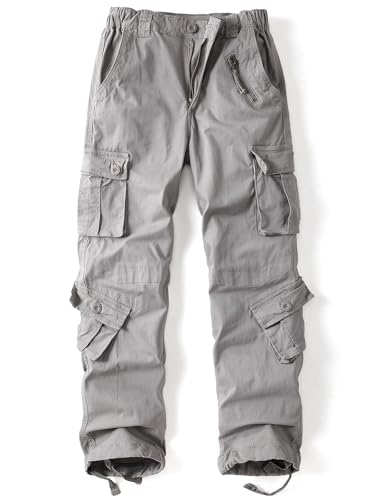 AKHlKING Women's Cargo Pants Work Camo Cotton Casual Combat Wild Outdoor Ripstop Trousers with 8 Pockets