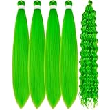 Gozill Braiding Hair Pre stretched Neon Green Boho Braids Prestretched Braiding Hair for Bohemian Hair Ez Braid Micro Braiding Hair Synthetic Curly Deep Wave Braids