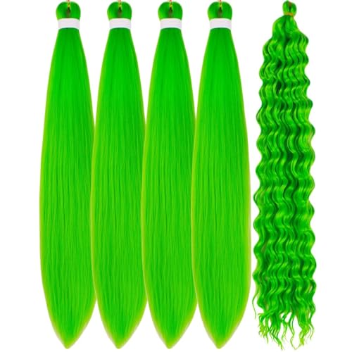 Gozill Green Braiding Hair Pre stretched Boho Hair...