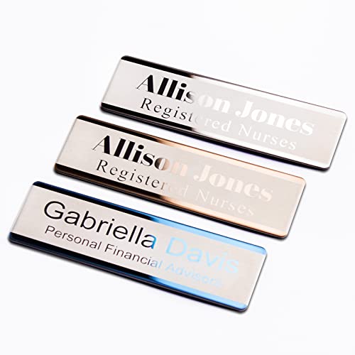 Etiquetas De Nombre Grabadas Personalizadas, Insignia De Metal Para Empresas, Etiqueta De Identificación Personalizada Con Pin, Magnética, Respaldo Adhesivo, Transparente Y Fácil De Leer.