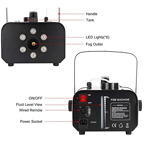 Máquina de humo LED 1500W para escenario y disco con mando 7
