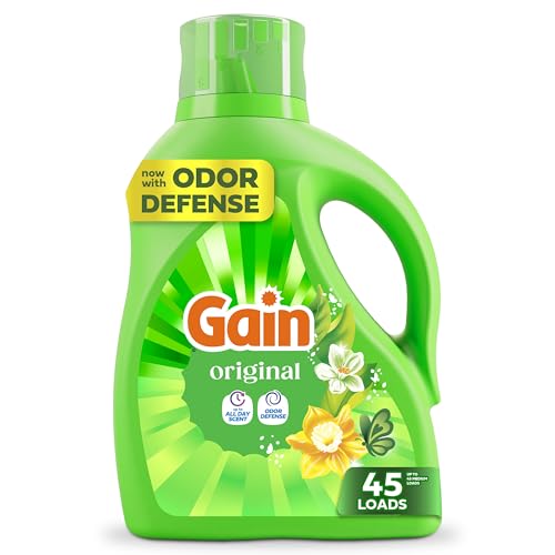 Gain Liquid Laundry Detergent, Original Scent, Freshness + Odor Fighting, High Efficiency Washing Machine Liquid Cleaning Soap, 60 fl oz, Pack of 2 (Packaging May Vary)