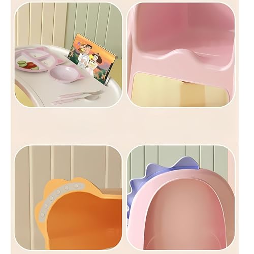 Image of OBaby Dining Table Seat Removable Tray /Adjustable /Foldable /Multifunction /Washable Baby Dining /Feeding Chair for Toddler 0 to 6 Years Baby (Orange NurseryChair)