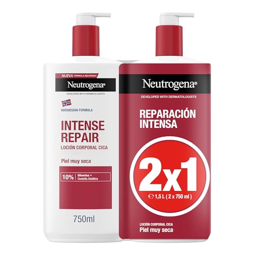 Neutrogena Norwegische Formel CICA Körperlotion Intensive Reparatur für trockene Haut (2 x 750 ml), reparierende Feuchtigkeitscreme für den Körper mit asiatischem Centella