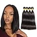 Produktbild Huarisi Brazilian Hair Straight Bundles 400g Virgin Hair Mixed Length Real Human Hair Weaves Natural Black 8 10 12 14 Inches