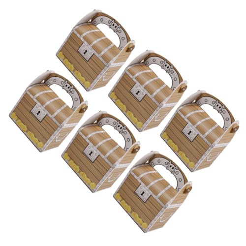 OATIPHO 12個紙製海賊宝箱 パーティー用 ボックス お菓子やプレゼント収納に 濟木調デザイン キャンディーボックス 子供会やイベントの配り物に