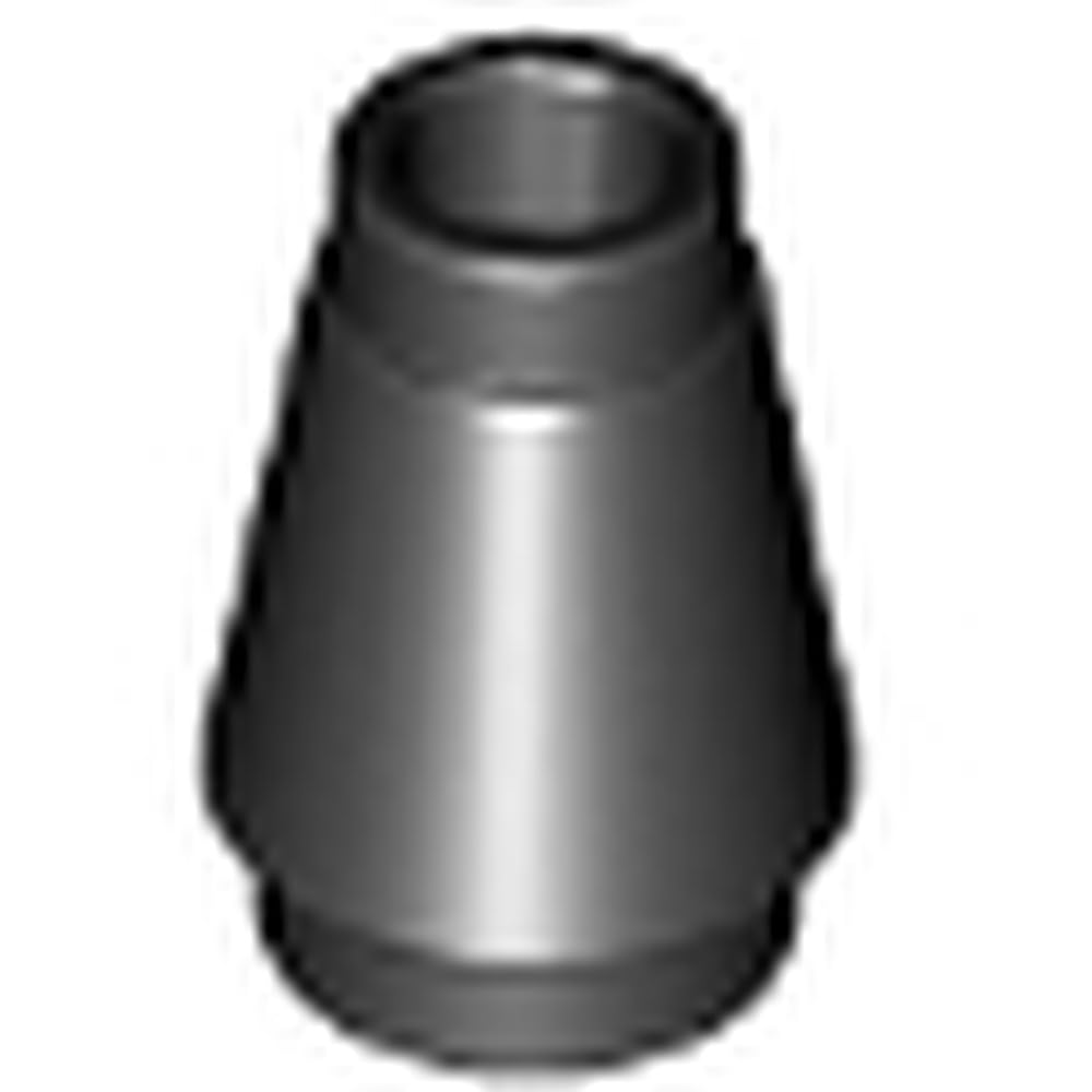 LEGO Cone Building Block, 1 x 1 with Top Groove, Part 4589b (Black, 10, count)