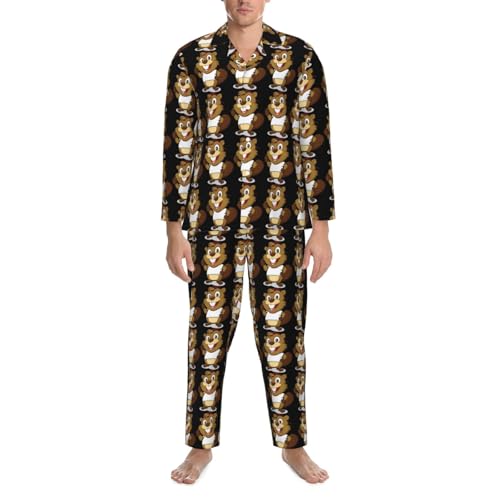 Ensemble de pyjama homme doux vêtement de nuit castor rigolo