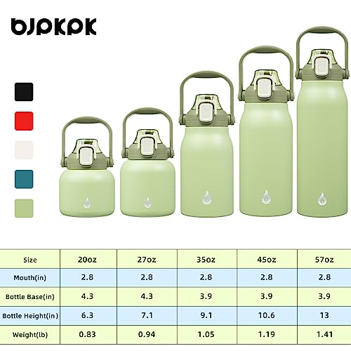 Image of BJPKPK 27oz Insulated Water Bottle with Straw Lid, Cute Stainless Bottle | One-Hand Straw Lid, BPA-Free Leakproof Large Water Bottle with Handle, Keeps Cold & Hot, Vacuum Insulation for Gym & Outdoor