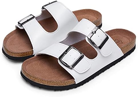 mysoft Womens Flat Sandals Cork Footbed Slides 2 Straps Adjustable Buckle Slip On Summer with +Comfort Shoes - Image 7