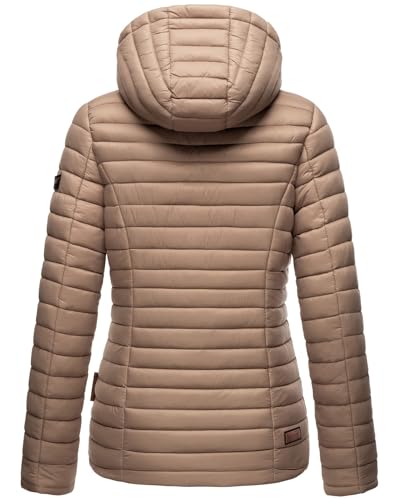 MARIKOO Damen Steppjacke Übergangsjacke gesteppte Jacke mit Kapuze Frühjahr Stepp B857 [B857-Asr-Taupe-Gr.XS]