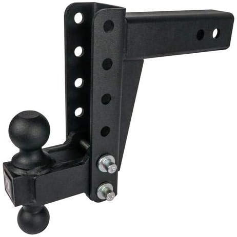 BulletProof Hitches™ 2.5" Adjustable Medium Duty (14,000lb Rating) 6" Drop/Rise Trailer Hitch with 2" and 2 5/16" Dual Ball (Black Textured Powder Coat)