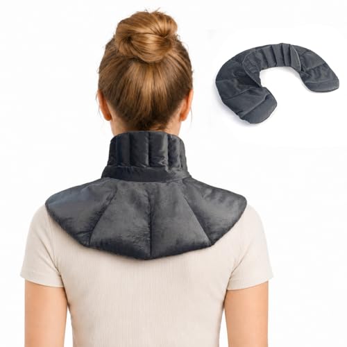 Körnerkissen Nacken Nacken Wärmekissen mit 100% natürlicher Füllung Kirschkernkissen Mikrowelle für Wärme-/Kältetherapie Geschenk für Familie & Freunde (Grau)