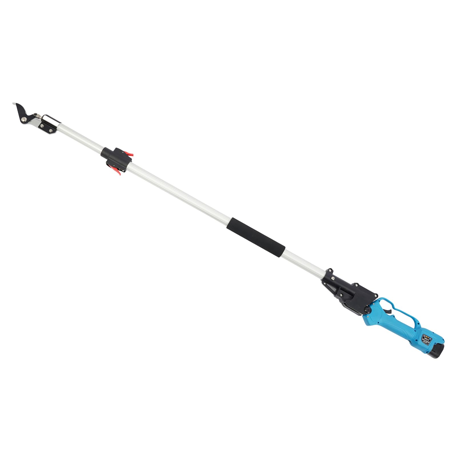 Nożyce ogrodowe do gałęzi, 150 W, elektryczne nożyce do prętów z 2 bateriami litowymi, cięcie 0-25 mm, tryb automatycznego uśpienia, teleskopowe 1,44-2 m, ostrze ze stali SK5, do ogrodów