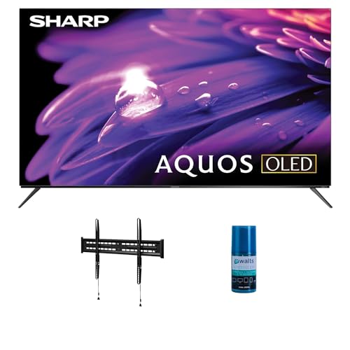 Sharp 4T-C65FS1UR 65 Inch AQUOS OLED 4K Ultra HD with Dolby Audio Roku TV with a Walts TV FIXED-MOUNT-43-90 TV Mount for 43'-90' Compatible TVs and Walts HDTV Screen Cleaner Kit (2024)