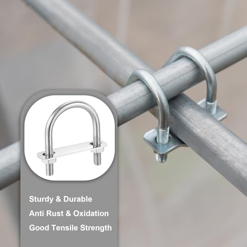 Image of PATIKIL Round U-Bolts, 2 Pcs 2.01 inch(51mm) Inner Width 85mm Length M10 with Nut Plate Washer 304 Stainless Steel Round Bend U-Bolts for Boat Trailer Axle Sailboat