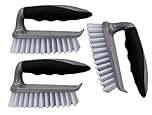Best House | Scrubbing Brushes | Non-Slip Soft Grip Handle | Grey Black | 3 Pcs | Heavy Duty with Stiff Bristles | Household Cleaning Brush for Indoor & Outdoor, Bathroom, Kitchen, Carpet, Floor