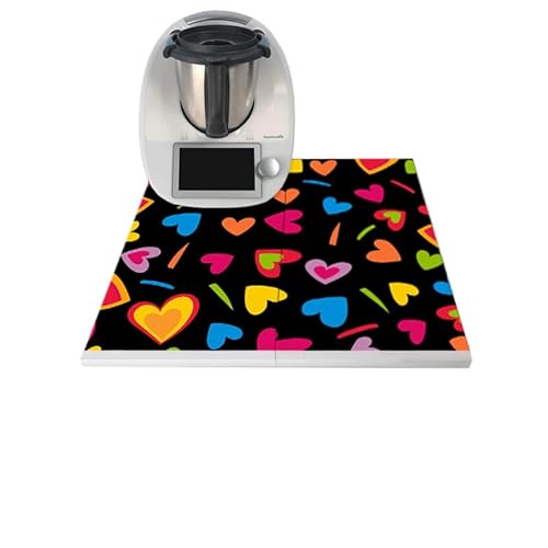 2 Tablas Deslizantes Viniladas Corazones para Robots de Cocinar compatible con Thermomix 60x30cm cada tabla, buen desplazamiento, ruedas de goma, evita cargar peso y cubre encimera completa - imagen 2