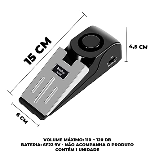 Alarme Trava Cunha Para Portas Com Sensor Sonoro Sem Fio 120Db Perfeito Para Levar Segurança Volume