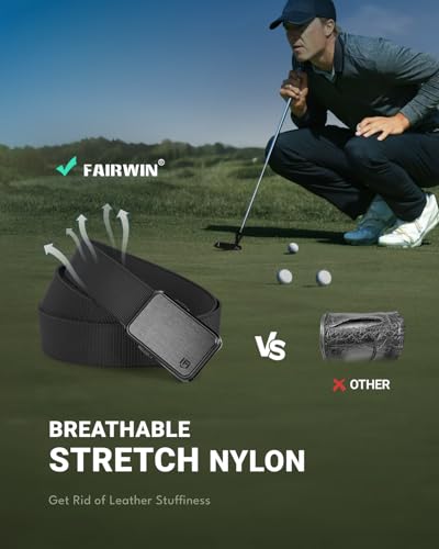 FAIRWIN Men's Belt, Tactical Stretch Nylon Web Belts with Quick Release Buckle for Jeans Pants Shorts4