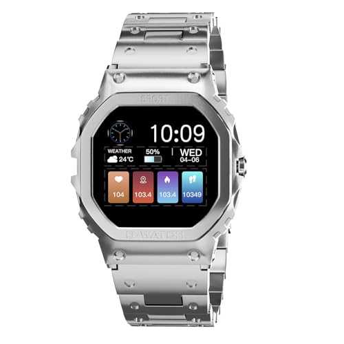 Image of Vibez Vintage Luxury Smart Watch for Women&Men with 1.57 inch Tft Hd Display,Metal Straps,Health Monitoring,Bluetooth Calling Smartwatch,Ip67,Sports Mode,Unisex Smartwatch for Men&Women (Silver)