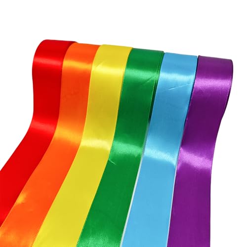 Ruban de satin 6 couleurs 4 cm x 22 m, résistant aux intempéries, arc-en-ciel, cadeau
