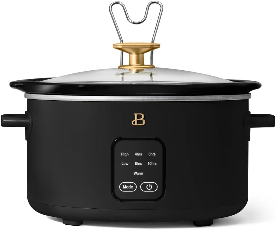 Beautiful 4-Quart Slow Cooker with Touch-Activated Display, Programmable Digital Controls, Removable Non-Stick Pot, Keep Warm Function, by Drew Barrymore