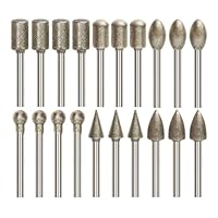 VZU Diamant Fräser Set, 20 Stück Diamant Frässtifte mit 1/8 Schaft Schleifaufsätze für Dremel Rotationswerkzeug, Diamant Schleifstifte für Stein, Glas, Keramik, Schleifen, Polieren und Gravieren