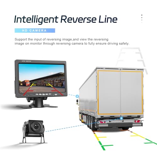 Image of 7 Inch Monitor Reverse Camera System Waterproof Monitor Rearview Camera with 2Backup Camera Blind Spot Detection