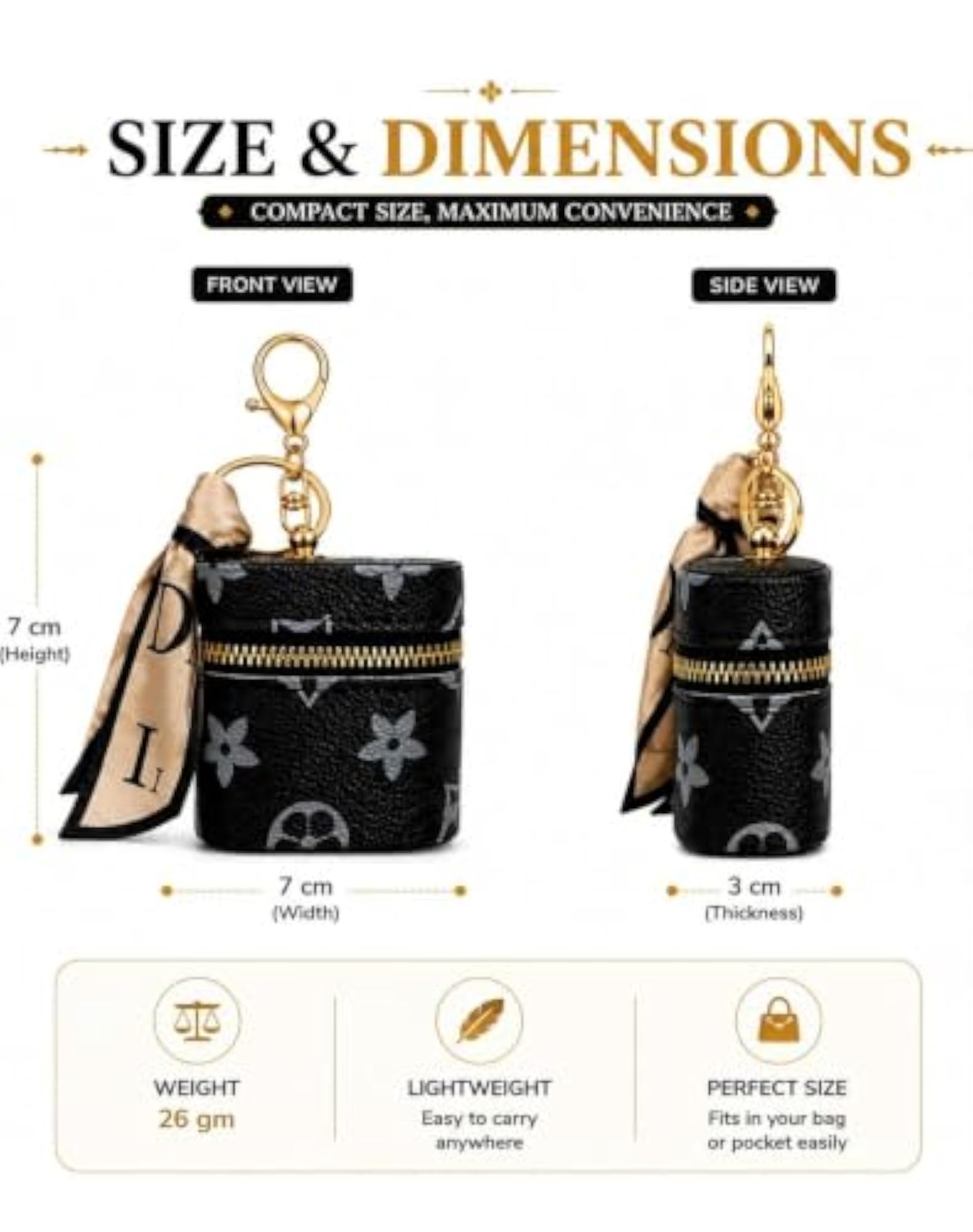Premium Black Mini Zipper Pouch Keychain