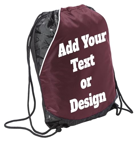 Personalized Polyester Cinch Pack with Front Pocket (Maroon)