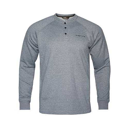 First Lite ThermaGrid Merino Henley - Merino Wool Grid Fleece Hunting Midlayer for Year-Round Performance Grey Heather 3X-Large