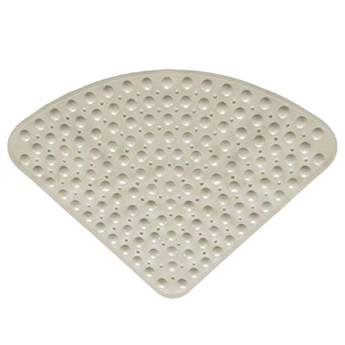 Duschmatten Dusche rutschfest, Antirutschmatte, Antibakteriell, Anti-Schimmel,Viertelkreis, Eckbereich, Badewannenmatten Badematte mit Saugnäpfen für Badewanne Dusche (54 cm x 54 cm, Beige)