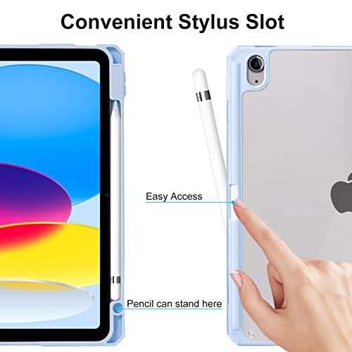Image of CoBak Case for New iPad 10th Generation 10.9 Inch 2022 - Shockproof Cover with Clear Transparent Back Shell with Pencil Holder, Auto Sleep /Wake Cover