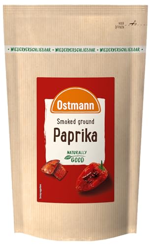 Ostmann - Paprika geräuchert | 250 g im wiederverschließbaren Zip-Beutel | Süßlich-rauchiges Paprikapulver für Kartoffelgerichte Gulasch uvm. | Mit natürlichen Zutaten