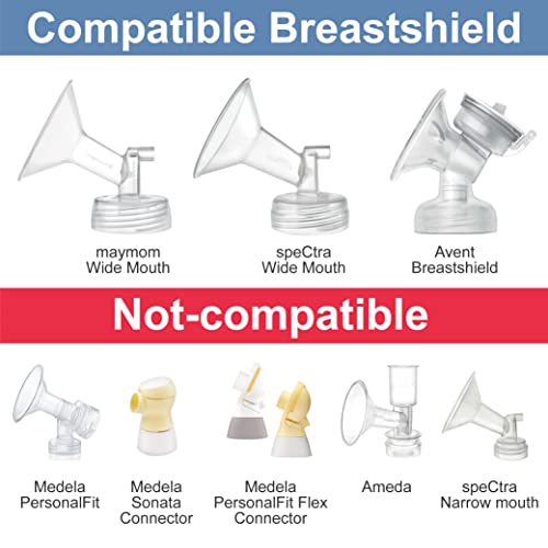 Image of Maymom Milkbag Adapter, Widemouth 2nd Generation; Compatible with Spectra Avent Pumps; Most Milkbags inc. Lansinoh Bags;Do Not Use Microwave or Steamer Bag to Sanitize; 2pc