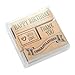 Juvale 4-Piece Wood-Mounted Rubber Stamps for Card Making - Includes Thank You & Happy Birthday Stamps - Wood Block Grip - Brown, 3 x 1 in, 1.5 x 1 in
