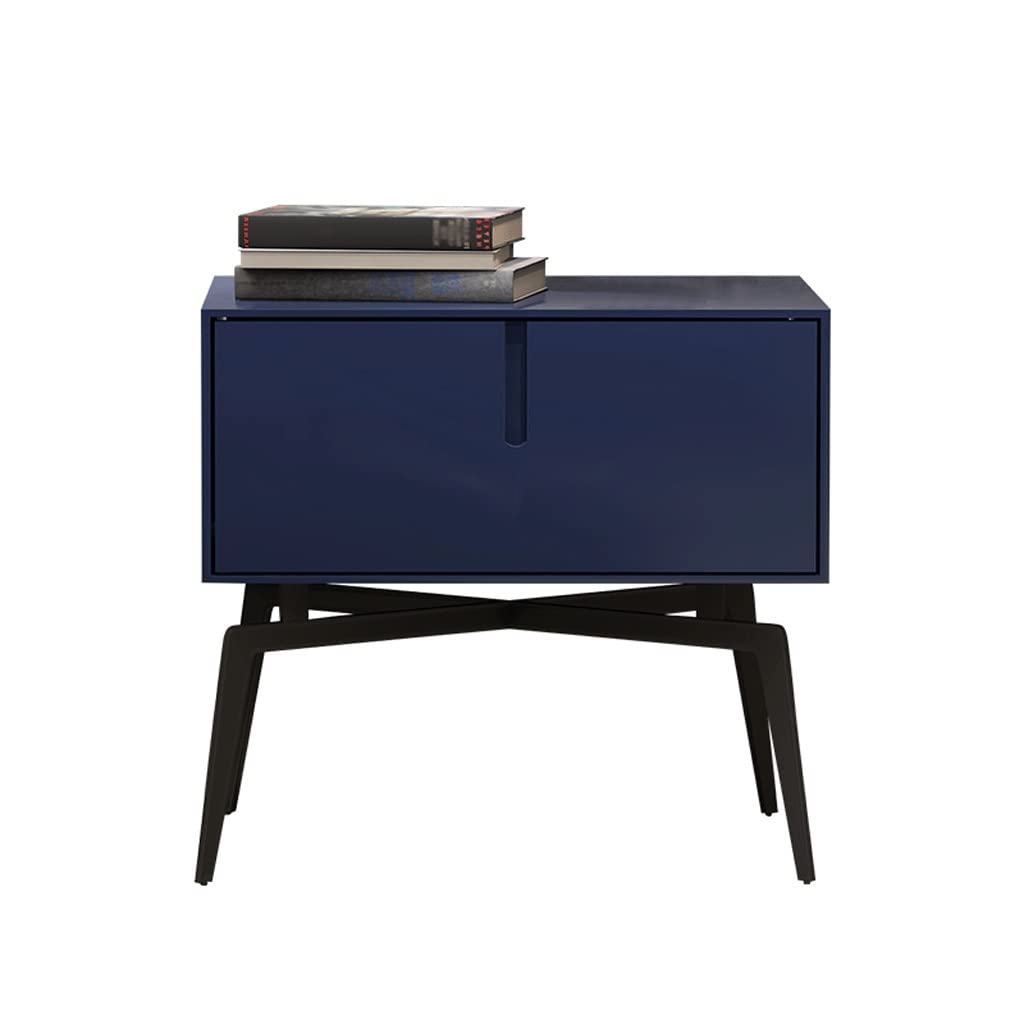 BASXDRFXZ Bedside Storage Table Home Bedside Table Modern Minimalist Storage Bedside Table Locker Wrought Iron Side Table Living Room Bedroom Bedside Table Nightstand for Bedroom(Blue)