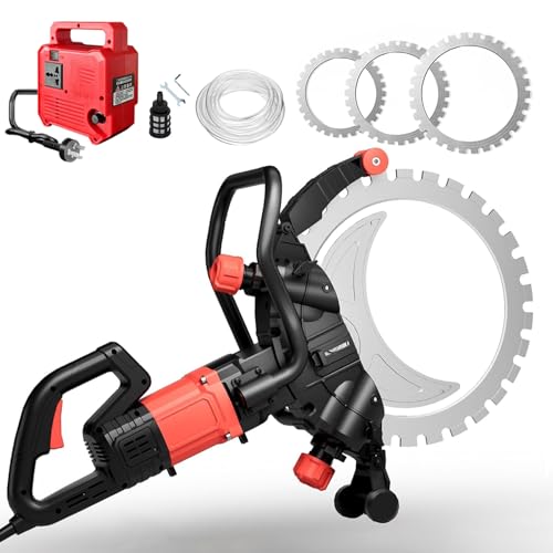 8900W Concrete Ring Saw, 16in/20in/24in Brushless Motor Concrete Saw with Water Fed Dust Suppression, 3300RPM Electric Wall Slotting Machine, for Concrete, Rebar, Bricks, Marble,20'' Cut Dpth-110V