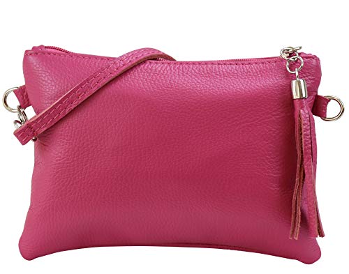 SH Leder Echtleder Umhängetasche Clutch kleine Tasche Abendtasche 22x15cm Anny G248 (Pink)