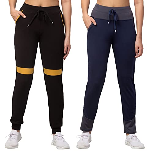 Image of BLUECON Women's Slim Fit Polyester Trackpants (Combo Pack of 2)